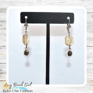 Pretty Brown & Gold Beaded Earrings
